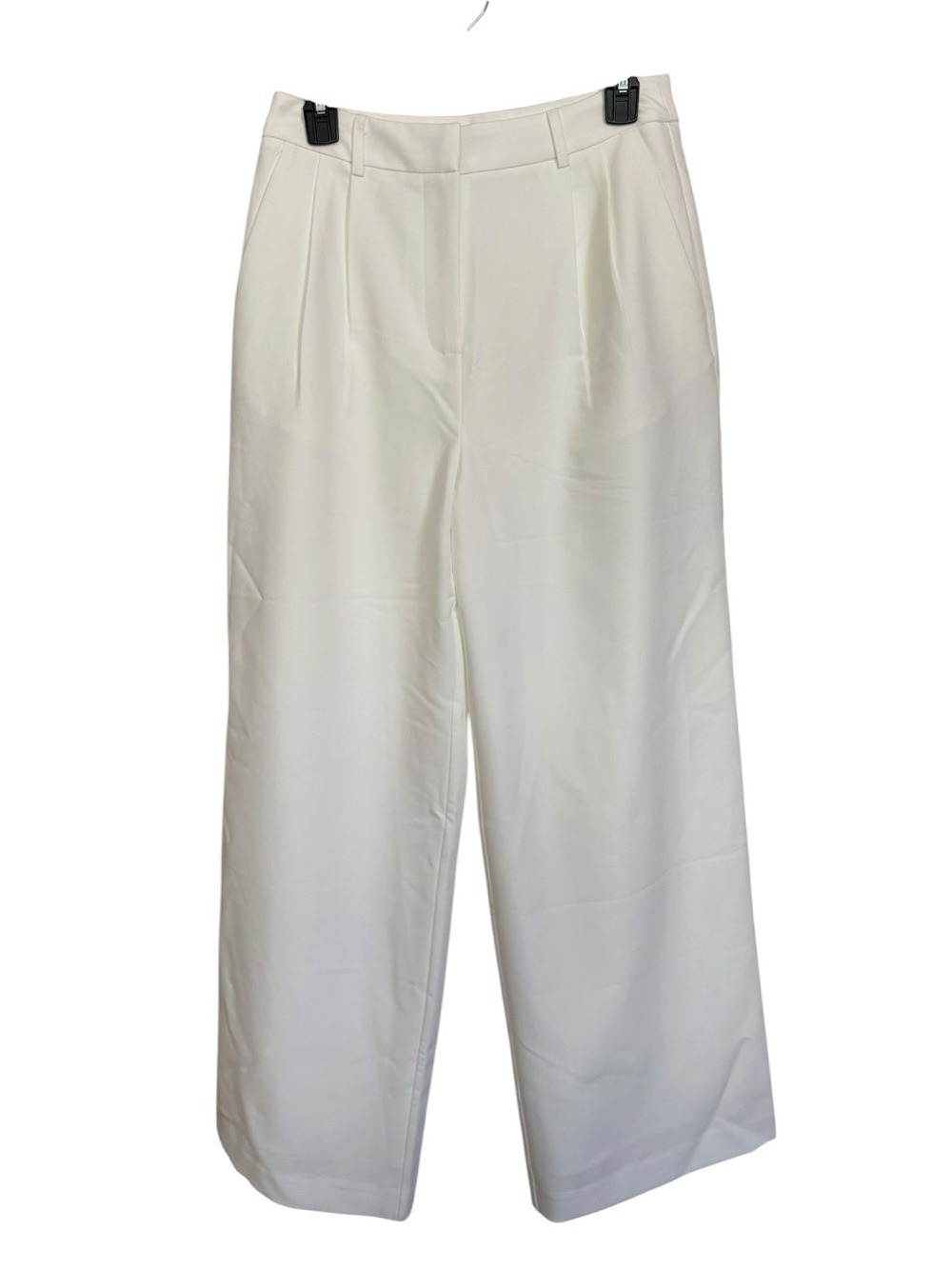 Wide Leg High-Waist White Pants without Belt - Picture 3 of 6